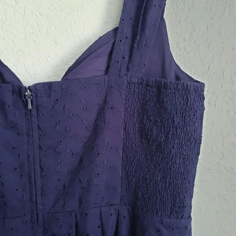 Lilly Pulitzer Cyndi Dress In Navy Blue Embroidered Fish Eyelet - Picture 11 of 11